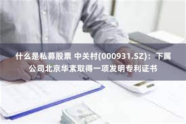 什么是私募股票 中关村(000931.SZ)：下属公司北京华素取得一项发明专利证书